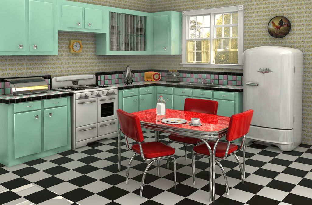 cocina al estilo retro