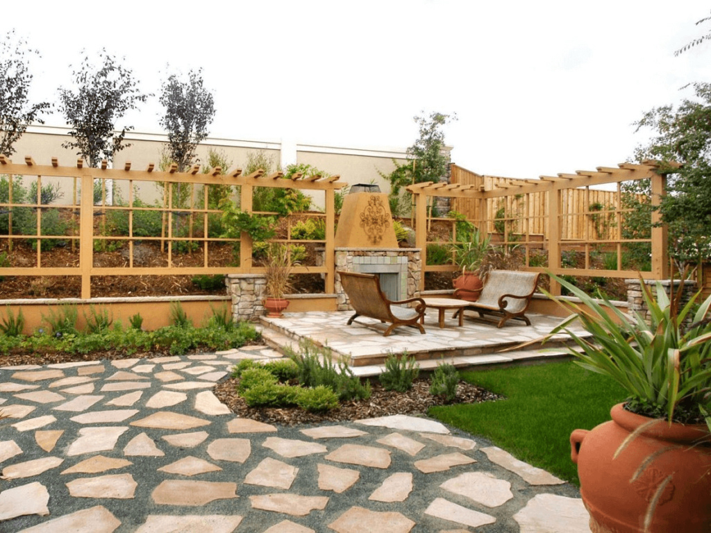 terraza y jardin